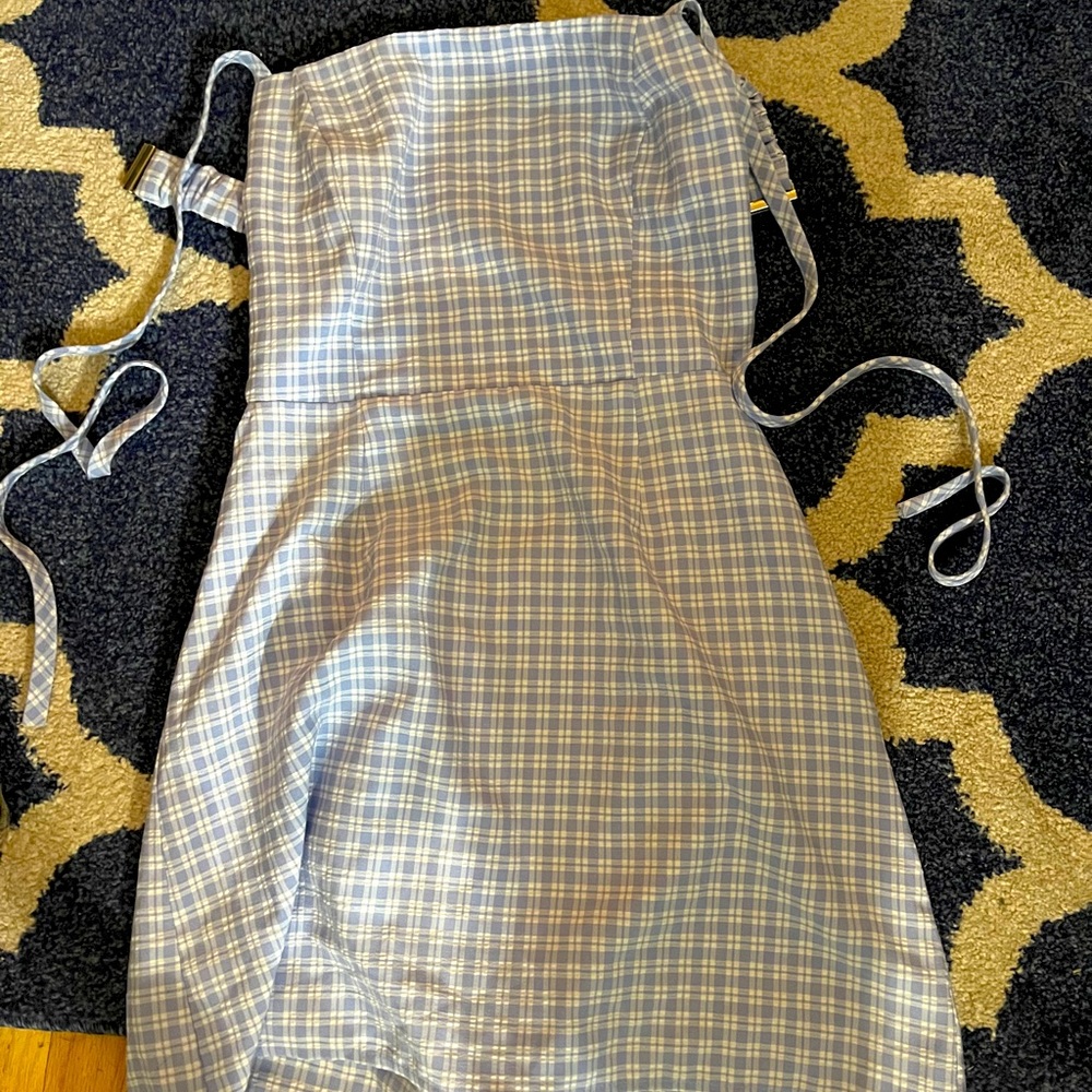 Blue and white stripped dress
